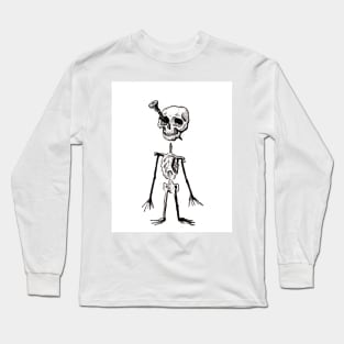 Screwed , Pen and Ink Skeleton humor dark art death Long Sleeve T-Shirt